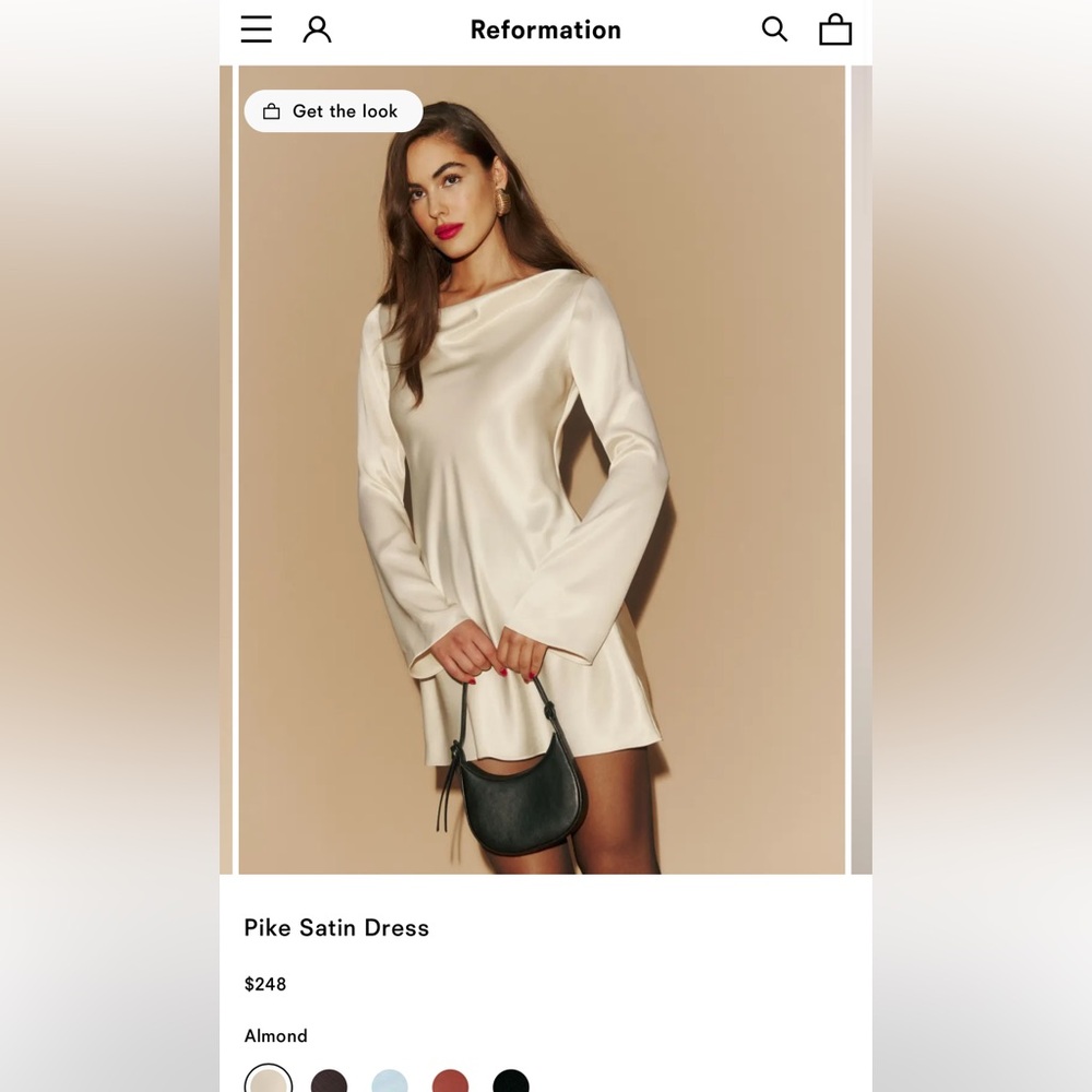 NWT Reformation Pike Dress in Almond